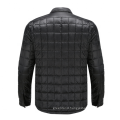 Men Recycled Jacket Rpet Jacket Recycled 400T Polyester 3 Layer Quilted Shirt Jacket with Shirt Collar and Sleeves